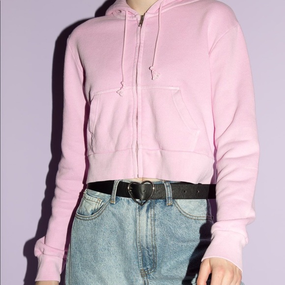 Brandy Melville Tops - Brandy Melville Rare Pink Crystal Hoodie